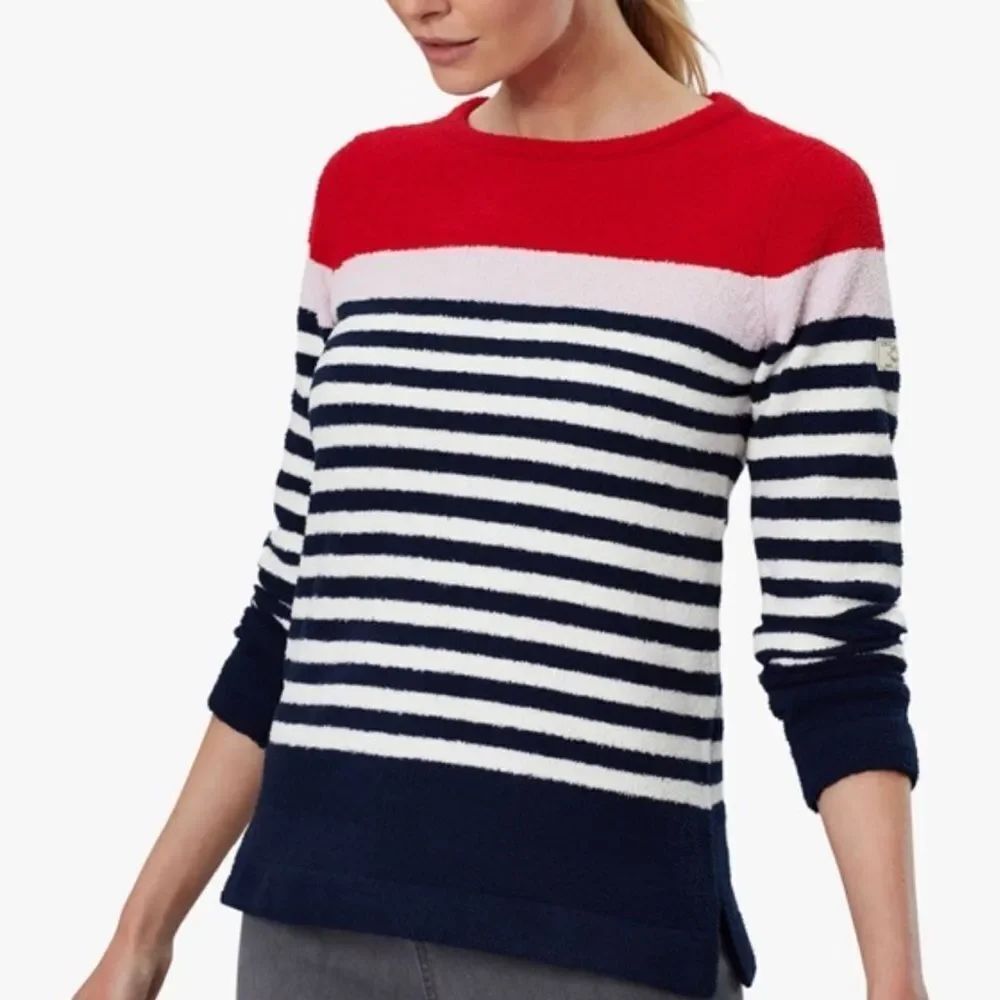 Joules Knitwear Seaport Red Multistriped Crewneck Sweater Women’s 14
